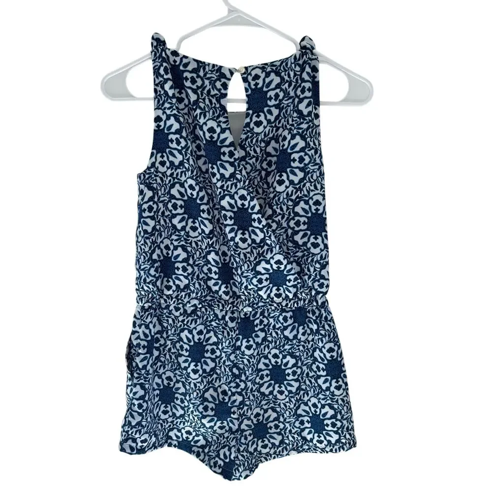 Vineyard Vines Girls Tile Medallion Blue and White Coastal Romper Size L(14)